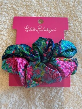 Lilly Pulitzer Bright Pink & Blue Floral Scrunchie Duo